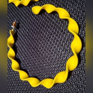 Bright Yellow Twisted Large Hoop Earrings NWOT